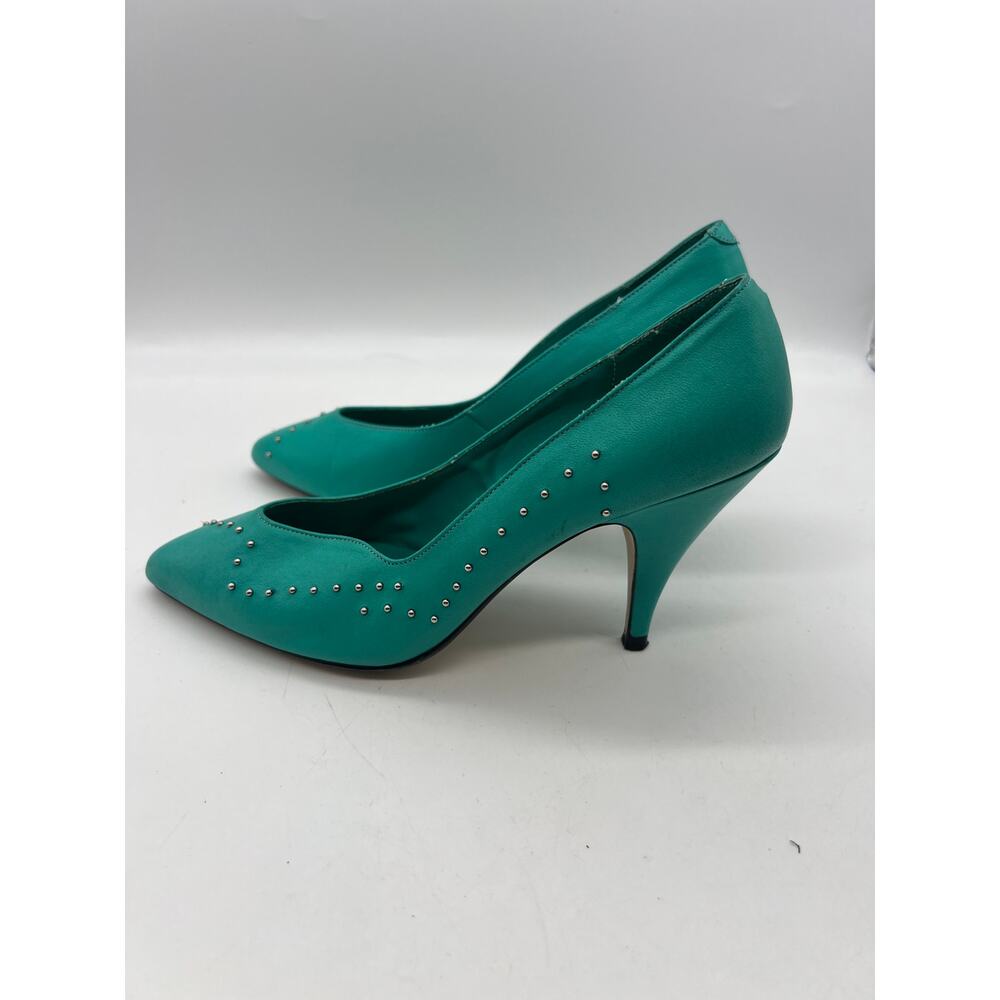 Vintage‎ Rush Hour Teal Leather Studded Pumps Women’s Size 5.5B - Picture 6 of 10